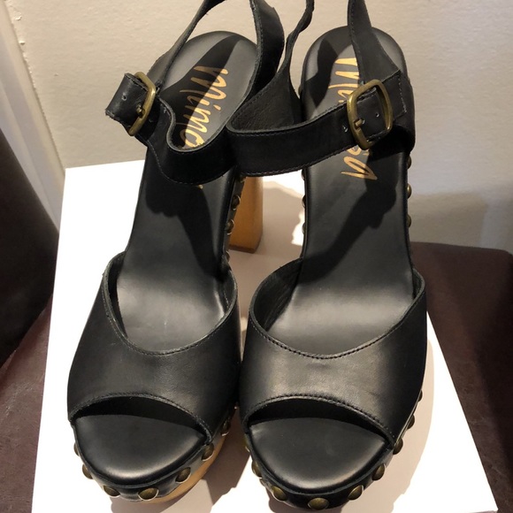 NOWT Browns Brand “MIMOSA” Heeled Leather Open Toe Clog with Studs - Picture 3 of 8